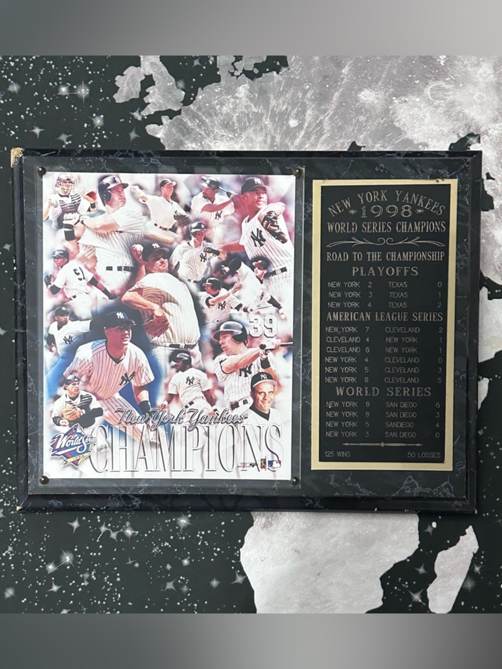 New York Yankees 1998 World Series Champions Plaque